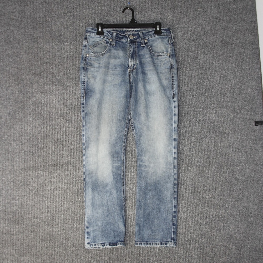 Rock & Republic Neil Straight Jeans Mens 30x30 Blue Distressed Skull‎ Y2K Denim